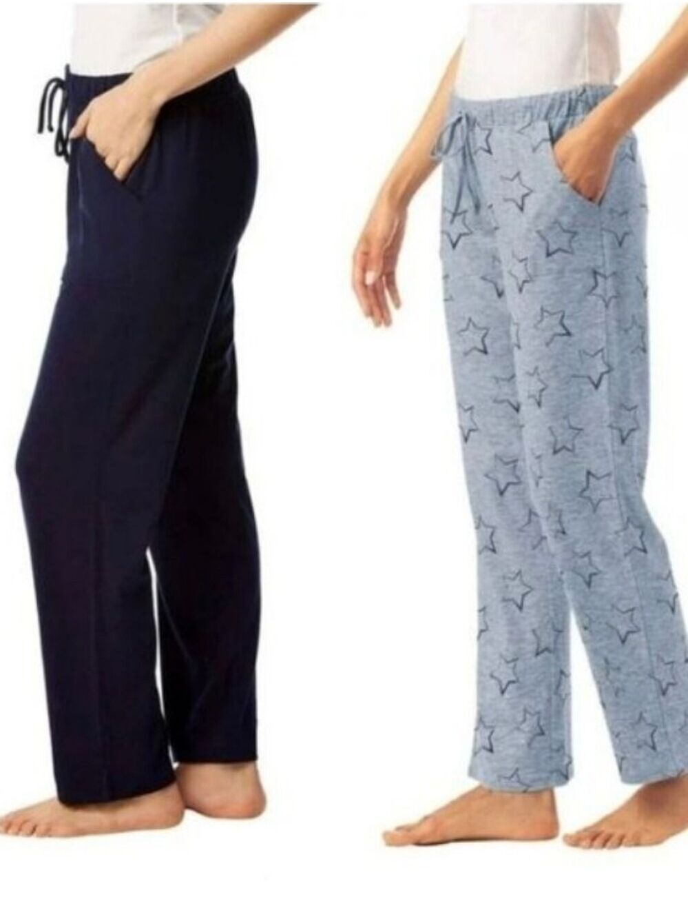 Lucky Brand Women's Pajama Lounge Pants Solid Navy And Star Print 2 Pack